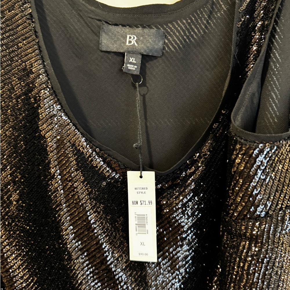Banana Republic Black Sequin Top XL NWT
